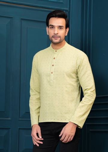 Cotton Green Self Design Kurta